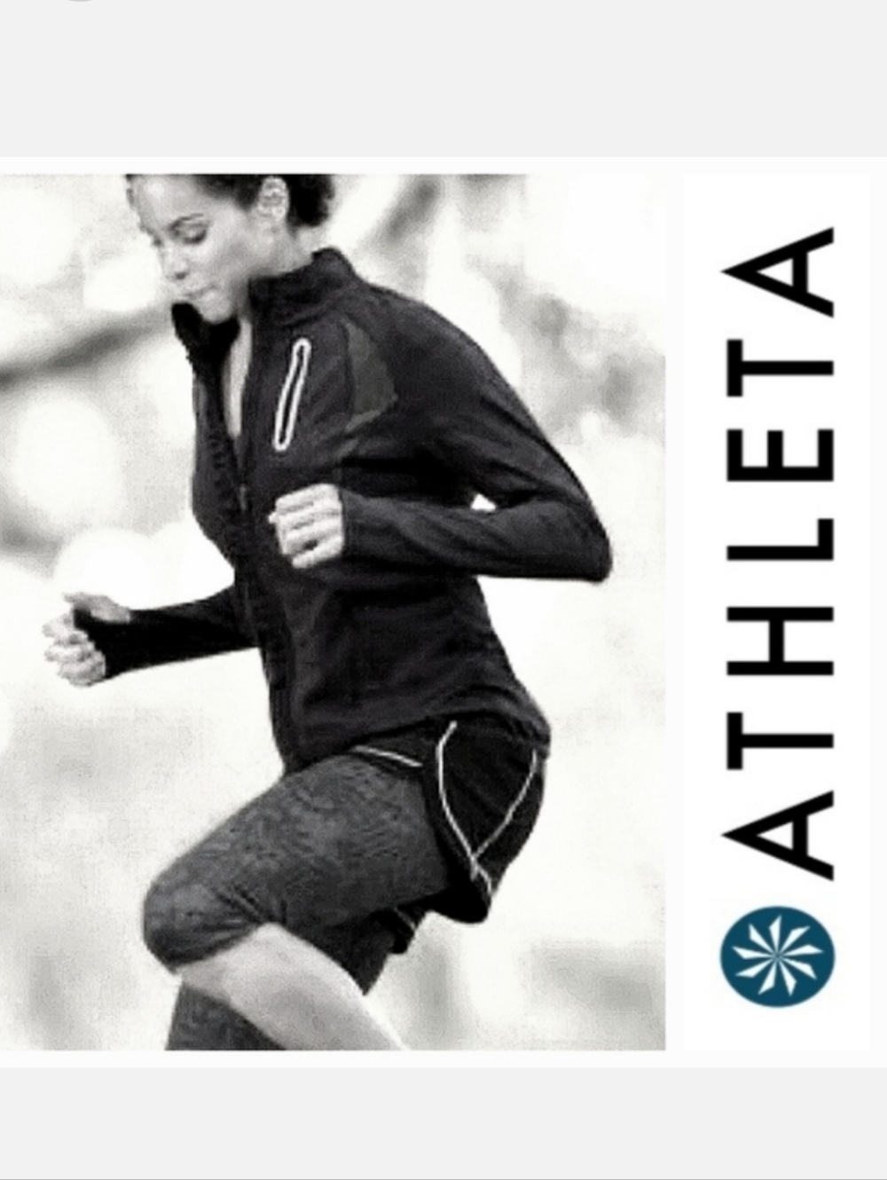 Athleta Prevail Black Full Zip Activewear Running Jacket Ruffle Detail Sz M